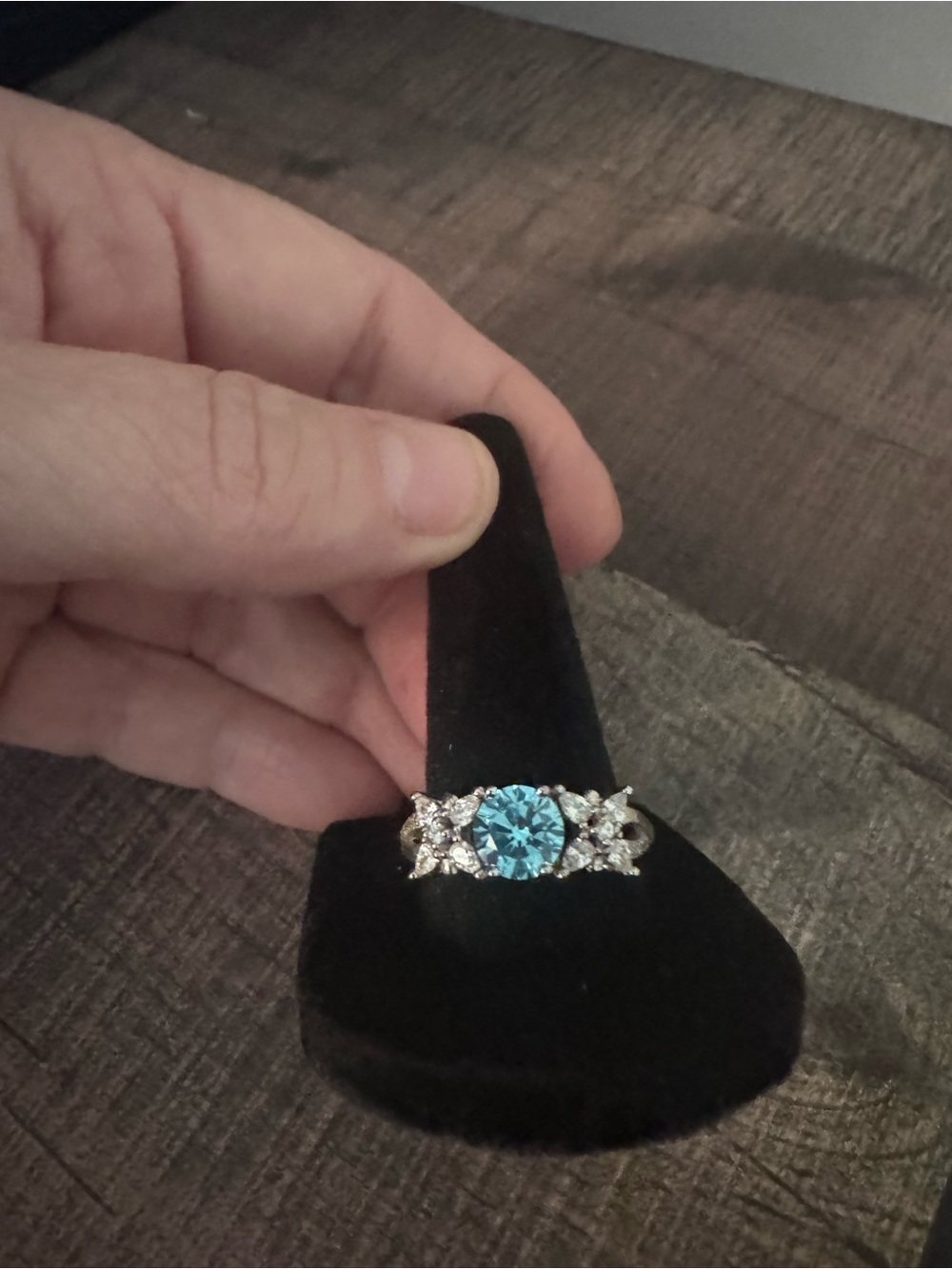 Sterling Silver Aqua Blue Statement Ring – Size 10